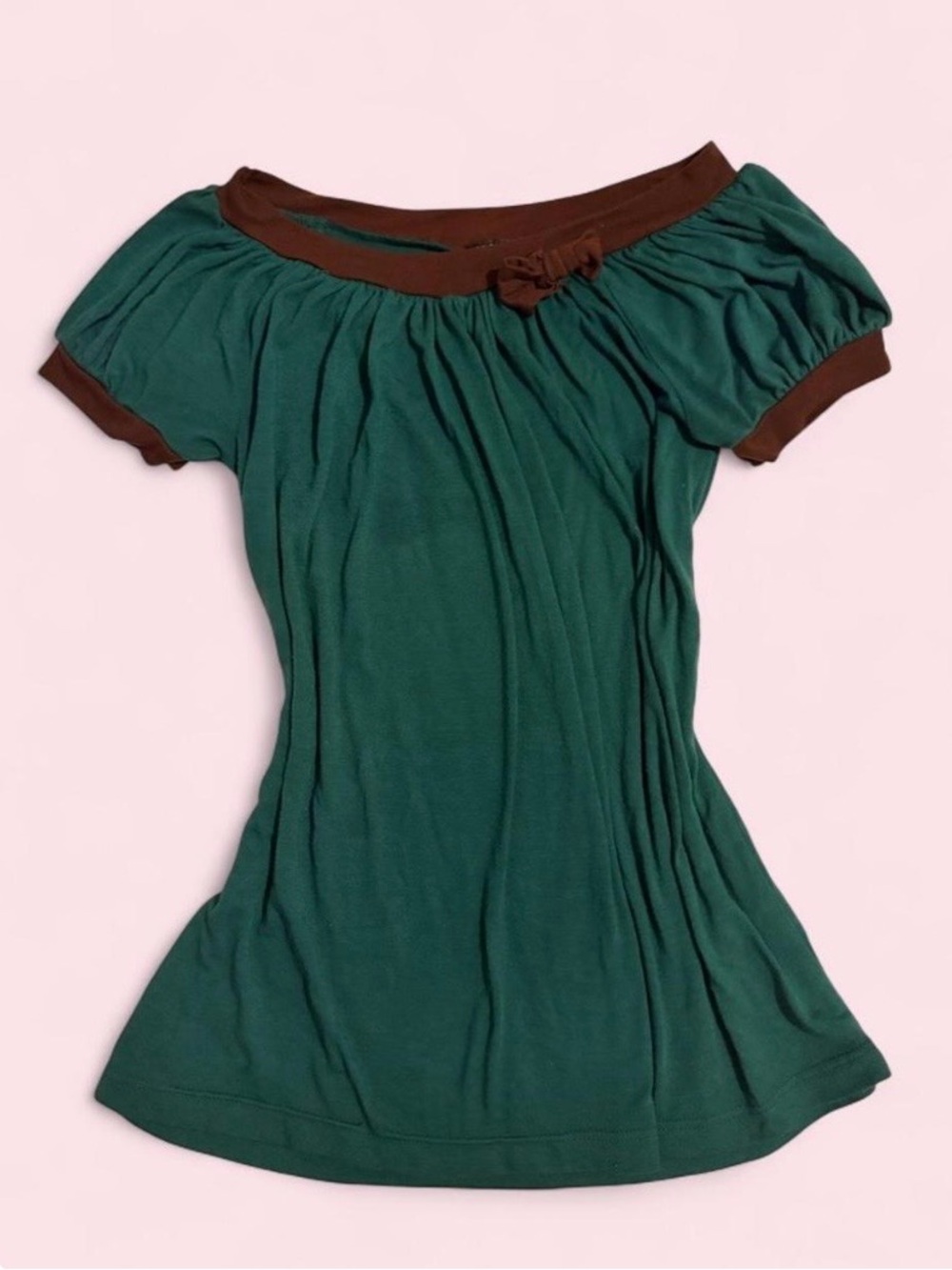 Y2K Wet Seal Women’s Top Green with Brown Trim